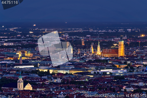 Image of Night aerial view of Munich, Germany