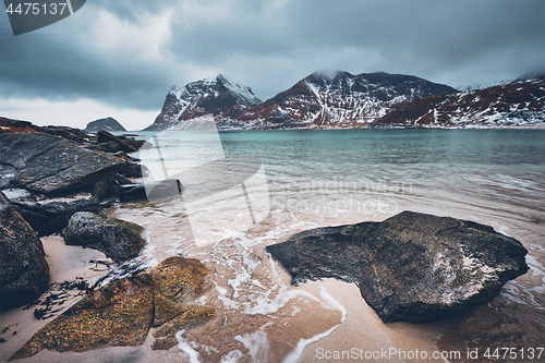 Image of Rocky coast of fjord in Norway