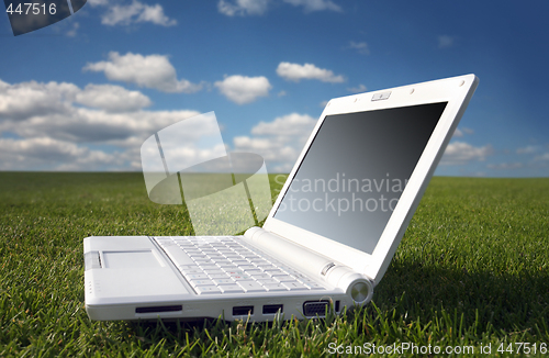 Image of white laptop in nature