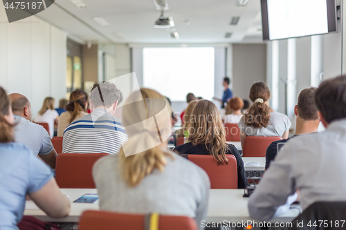 Image of Academic presentation in lecture hall at university.