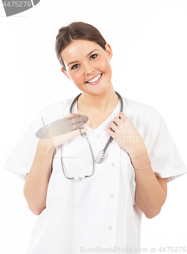 Image of young smiling woman doctor or nurse
