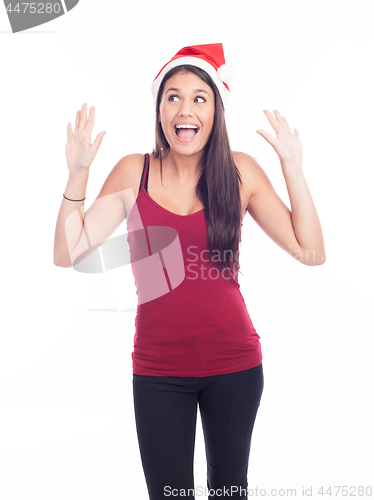 Image of beautiful sexy woman in santa hat 