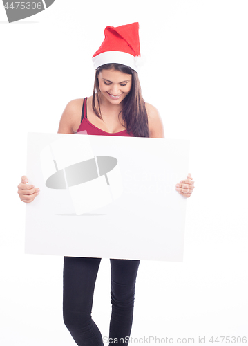 Image of Christmas blank sign woman