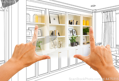 Image of Hands Framing Custom Built-in Shelves and Cabinets Design Drawin