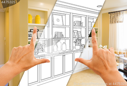 Image of Hands Framing Custom Built-in Shelves and Cabinets Design Drawin