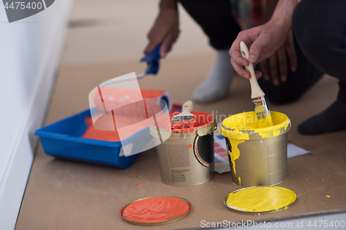 Image of painters prepare color for painting