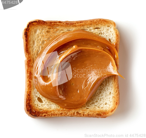 Image of toasted bread slice with melted caramel