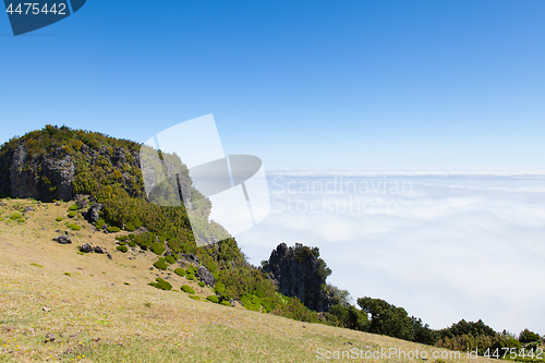 Image of madeira mountain landscape under a blue sky