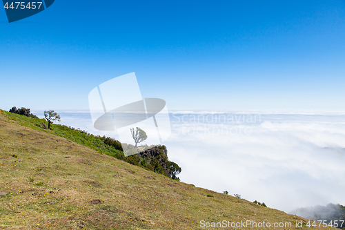 Image of madeira mountain landscape under a blue sky