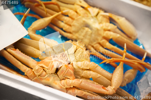 Image of crabs or seafood on ice at fish market