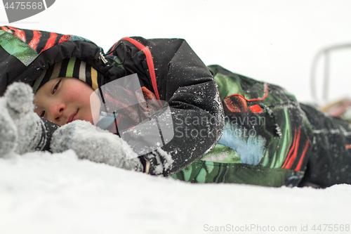 Image of Boy with His Sled sleigh