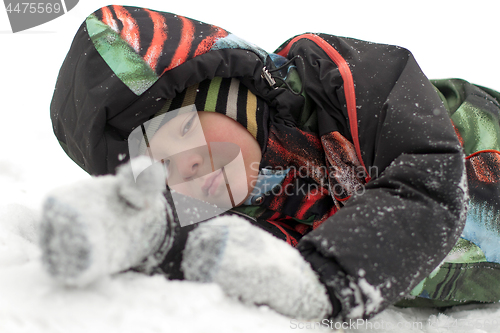 Image of Boy with His Sled sleigh