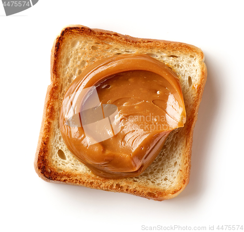 Image of toasted bread slice with melted caramel