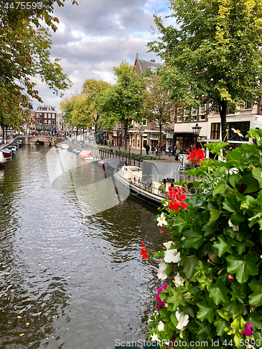 Image of Autumn view of Old Amsterdam canal