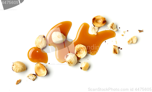 Image of hazelnuts and caramel sauce