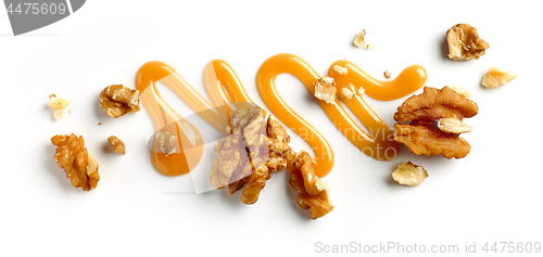 Image of walnuts and caramel sauce