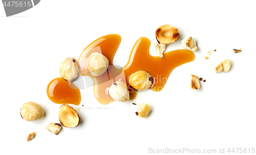 Image of hazelnuts and caramel sauce