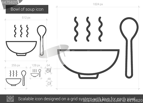 Image of Bowl of soup line icon.