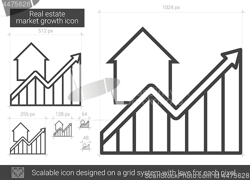Image of Real estate market growth line icon.