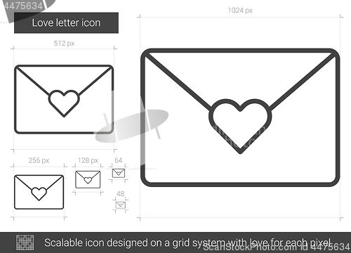 Image of Love letter line icon.