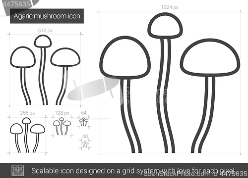 Image of Agaric mushroom line icon.