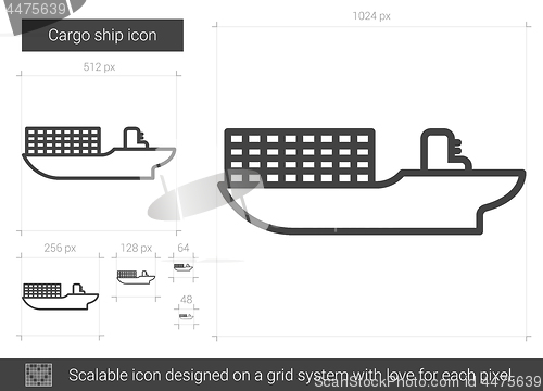 Image of Cargo ship line icon.