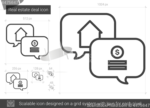 Image of Real estate deal line icon.