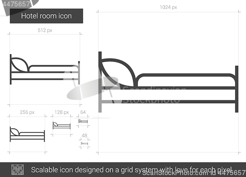 Image of Hotel room line icon.