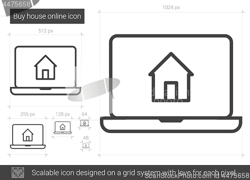Image of Buy house online line icon.