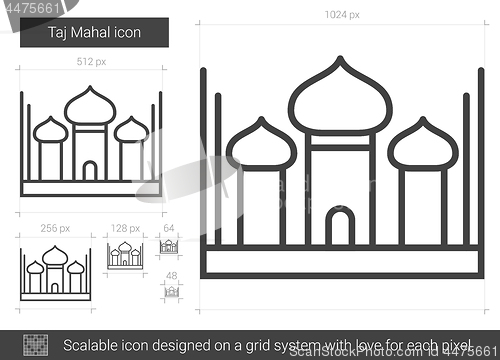 Image of Taj Mahal line icon.