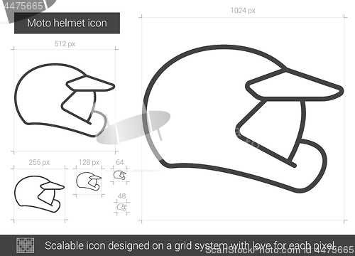 Image of Moto helmet line icon.