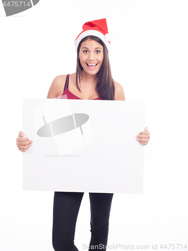 Image of Christmas blank sign woman