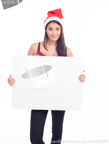 Image of Christmas blank sign woman