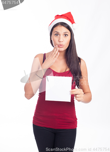 Image of Christmas blank sign woman