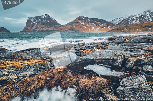 Image of Rocky coast of fjord in Norway