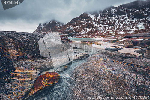 Image of Rocky coast of fjord in Norway