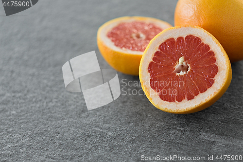 Image of close up of fresh juicy grapefruits