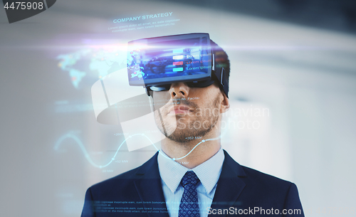 Image of businessman with virtual reality headset at office