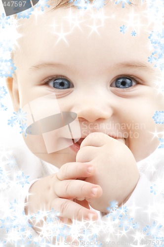 Image of baby with snowflakes