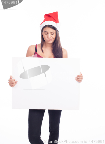 Image of Christmas blank sign woman