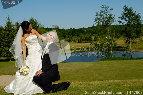 Image of Wedding - Groom on knee