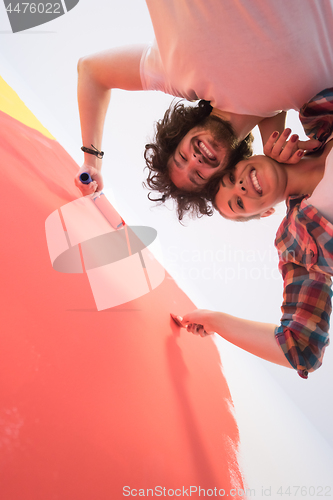 Image of couple painting interior wall