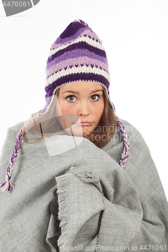 Image of young woman who is cold