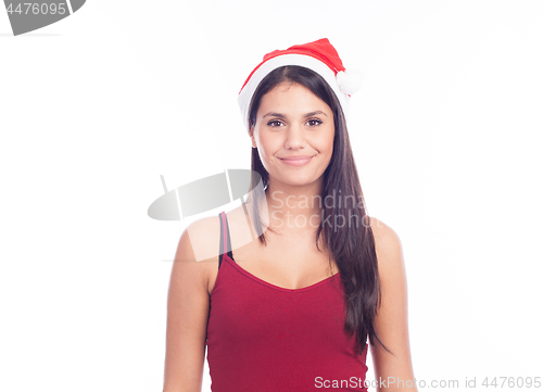 Image of beautiful sexy woman in santa hat 