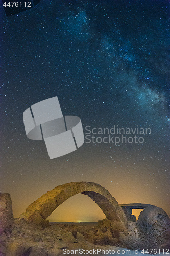 Image of Milky Way and ruins in Israel