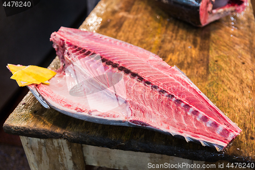 Image of fresh tuna fish at japanese street market