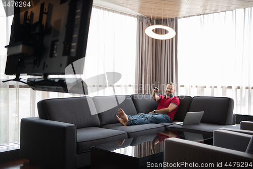 Image of handsome man enjoying free time