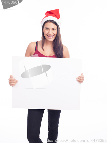 Image of Christmas blank sign woman