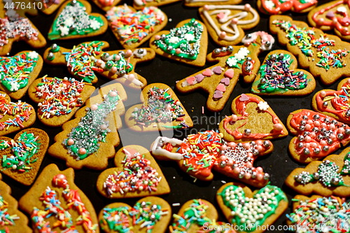 Image of Homemade christmas cookies on a dark table