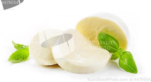 Image of Mozzarella cheese on white background